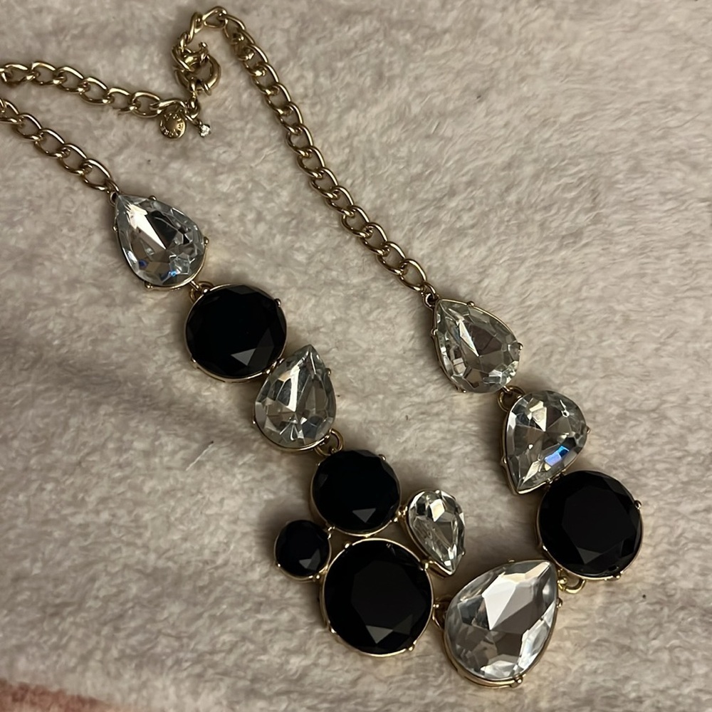 J.Crew Statement Necklace with Navy & Clear Crystals - Picture 3 of 5
